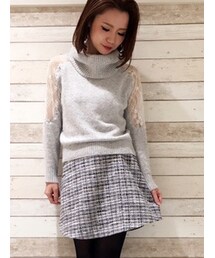 31 Sons de mode | ボタン付ツイード台形スカート(スカート)