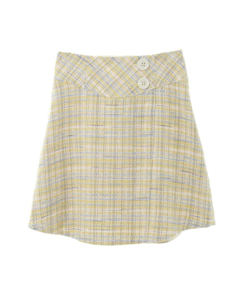31 Sons de mode（トランテアン　ソン　ドゥ　モード）の「ボタン付ツイード台形スカート（スカート・レディース・ネイビー/イエロー・36/38）」の2枚目の写真