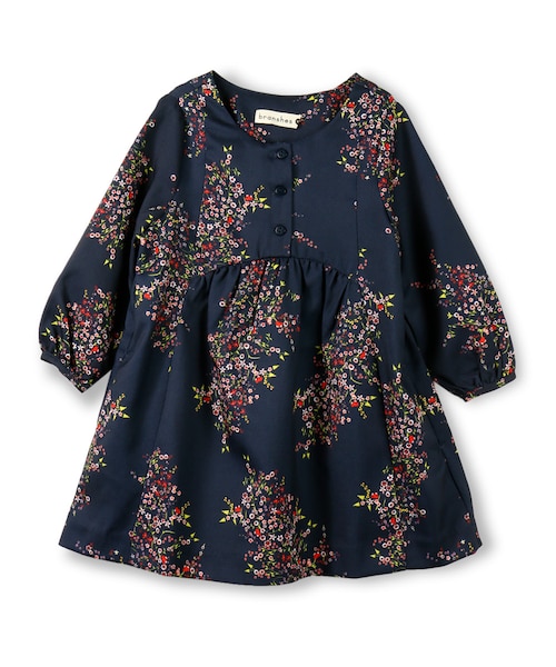 BRANSHES（ブランシェス）の「ツイル花柄ワンピース（ワンピース・キッズ・アイボリー/ネイビーブルー・90～140）」の2枚目の写真
