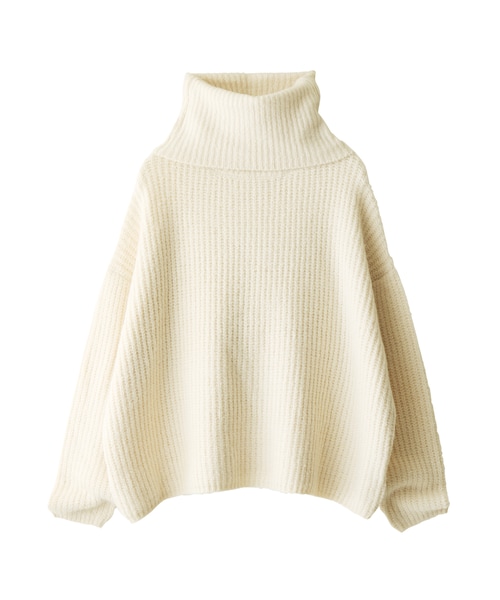 GRL（グレイル）の「オフタートルルーズニットトップス（ニット/セーター・レディース・ベージュ/ピンク/アイボリー/ブラック/ブルーグレー・F）」の2枚目の写真