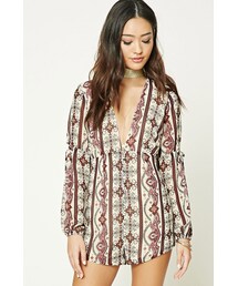 FOREVER 21 | ペイズリーフラワープリントロンパース(オールインワン・サロペット)