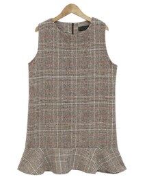 Dailyabout | シンプルウール混紡フリルヘムチェックワンピース(P0000WMY)(ワンピース)