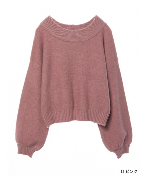 w closet（ダブルクローゼット）の「後ろレースアップブークレニット（トップス・レディース・グレー/Lピンク/Dピンク・FREE）」の3枚目の写真