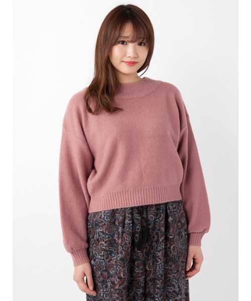 w closet（ダブルクローゼット）の「後ろレースアップブークレニット（トップス・レディース・グレー/Lピンク/Dピンク・FREE）」の4枚目の写真