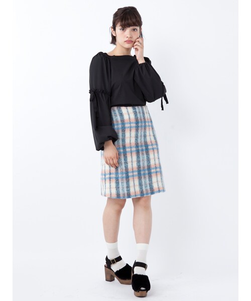 w closet(ダブルクローゼット)の「リボン付きバルーンスリーブプルオーバー(トップス・レディース・Lピンク/Dピンク/ブラック・FREE)」の13枚目の写真