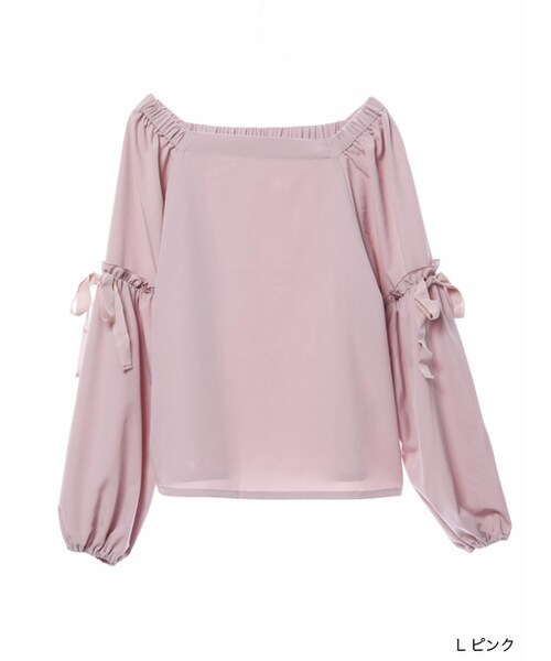 w closet(ダブルクローゼット)の「リボン付きバルーンスリーブプルオーバー(トップス・レディース・Lピンク/Dピンク/ブラック・FREE)」の2枚目の写真
