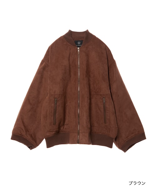 w closet(ダブルクローゼット)の「中綿入りスエードBIGブルゾン(ジャケット/アウター・レディース・ブラウン/モカ・FREE)」の1枚目の写真