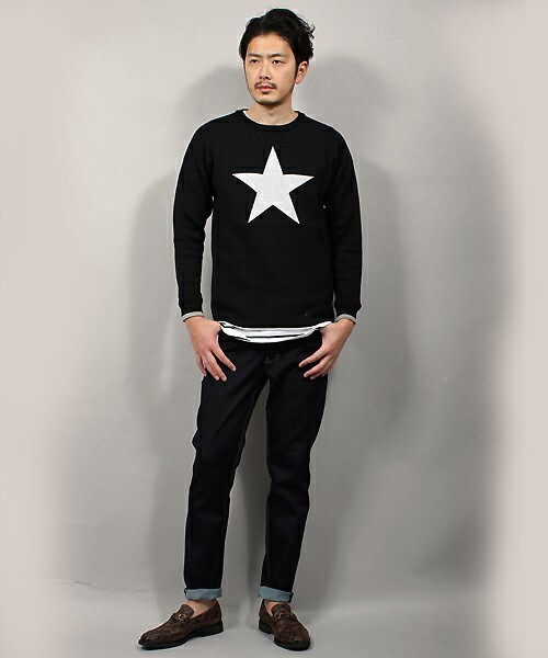 MIND BLOW（マインドブロウ）の「＜STAR柄＞リブニット（ニット/セーター・メンズ・ブラック/杢グレー/カーキ/ホワイト・M/L）」の8枚目の写真