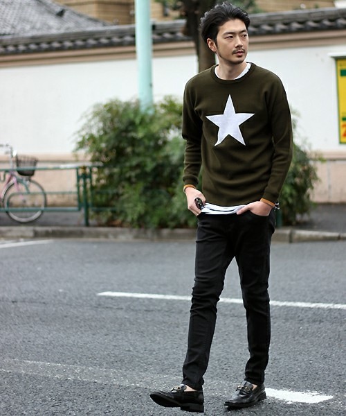 MIND BLOW（マインドブロウ）の「＜STAR柄＞リブニット（ニット/セーター・メンズ・ブラック/杢グレー/カーキ/ホワイト・M/L）」の7枚目の写真