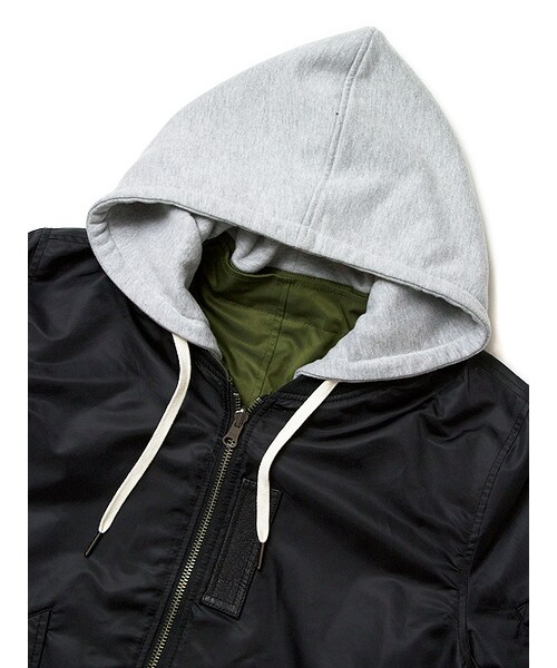 JACKROSE（ジャックローズ）の「3WAYフード付きリバーシブルMA-1 2017SS（ジャケット/アウター・メンズ・ブラック/カーキ・M/L/XL）」の5枚目の写真