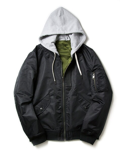 JACKROSE（ジャックローズ）の「3WAYフード付きリバーシブルMA-1 2017SS（ジャケット/アウター・メンズ・ブラック/カーキ・M/L/XL）」の10枚目の写真