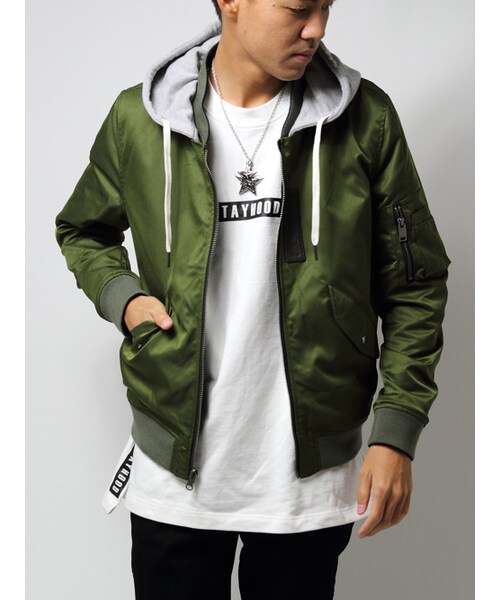 JACKROSE（ジャックローズ）の「3WAYフード付きリバーシブルMA-1 2017SS（ジャケット/アウター・メンズ・ブラック/カーキ・M/L/XL）」の3枚目の写真