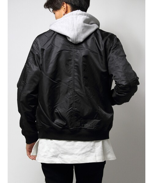 JACKROSE（ジャックローズ）の「3WAYフード付きリバーシブルMA-1 2017SS（ジャケット/アウター・メンズ・ブラック/カーキ・M/L/XL）」の2枚目の写真