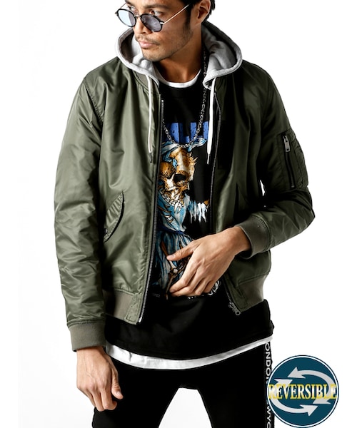 JACKROSE（ジャックローズ）の「3WAYフード付きリバーシブルMA-1 2017SS（ジャケット/アウター・メンズ・ブラック/カーキ・M/L/XL）」の14枚目の写真