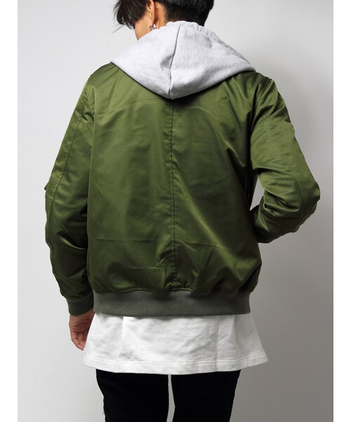 JACKROSE（ジャックローズ）の「3WAYフード付きリバーシブルMA-1 2017SS（ジャケット/アウター・メンズ・ブラック/カーキ・M/L/XL）」の4枚目の写真