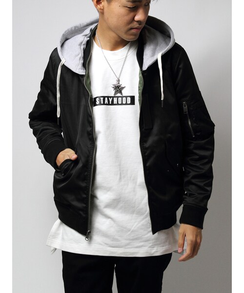 JACKROSE（ジャックローズ）の「3WAYフード付きリバーシブルMA-1 2017SS（ジャケット/アウター・メンズ・ブラック/カーキ・M/L/XL）」の16枚目の写真