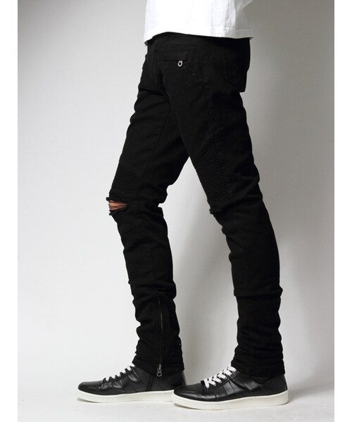 JACKROSE（ジャックローズ）の「ZIPダメージバイカーパンツ（パンツ・メンズ・ブラック・S/M/L）」の2枚目の写真