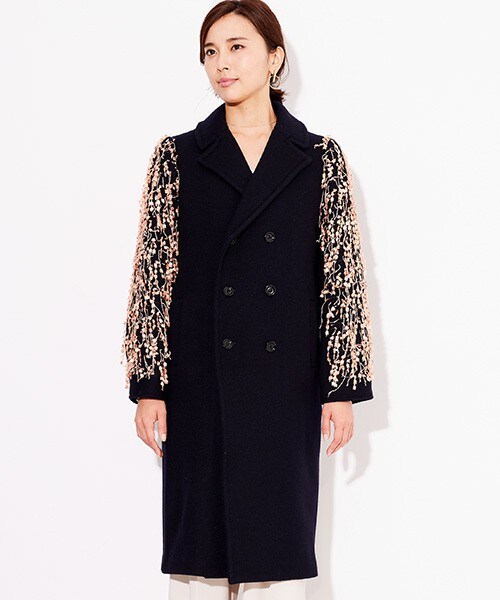 LOKITHO ロキト 23AW コード刺繍ノーカラーコート LOKITHO（ロキト）の「【STUDIOUS×LOKITHO別注!】コート ブラック