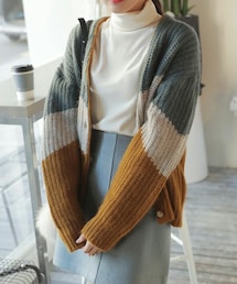 DHOLIC | カラーブロックVネックニットカーディガン(カーディガン/ボレロ)