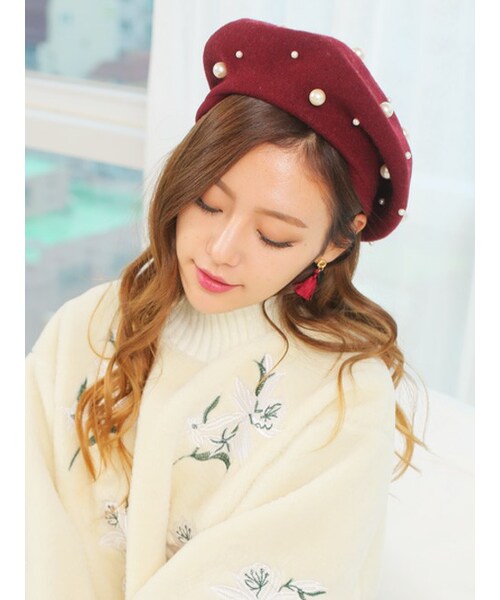 KORMARCH(コマチ)の「パールベレー帽(ハンチング/ベレー帽・レディース・FREEサイズ)」の1枚目の写真