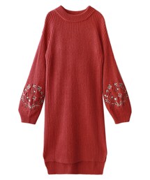 GRL | 袖刺繍入りボリュームスリーブニットワンピース(ワンピース)