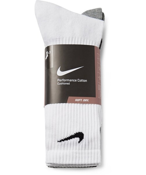 NIKE（ナイキ）の「Nike Three-Pack Cushioned Cotton-Blend Socks（ソックス/靴下・メンズ・Gray・M/L/XL）」の3枚目の写真