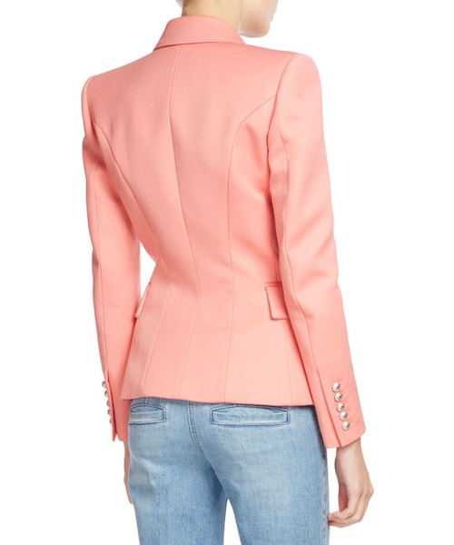 BALMAIN　バルマン　ラムレザー　ジャケット　ベージュピンク　7号 BALMAIN バルマン ラムレザー ジャケット ベージュピンク 7号