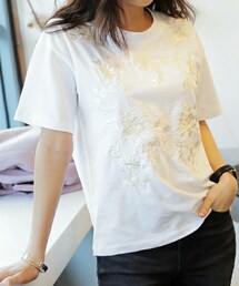 DHOLIC | フローラル刺繍ショートスリーブTシャツ(Tシャツ/カットソー)