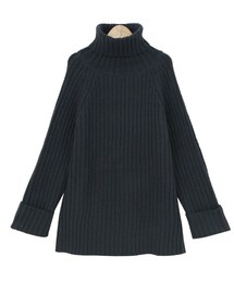 Dailyabout | ウール混紡ロールアップスリーブハイネックルーズフィットリブニット(P0000WNF)(ニット/セーター)
