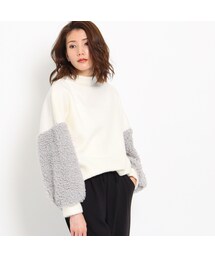 OZOC | ファー切り替えボリュームニットソー(トップス)