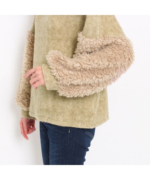 OZOC（オゾック）の「ファー切り替えボリュームニットソー（トップス・レディース・ベージュ/オフホワイト/グレー・その他）」の8枚目の写真