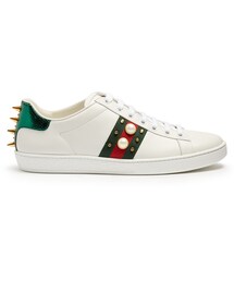 GUCCI | GUCCI New Ace stud-embroidered leather trainers(スニーカー)