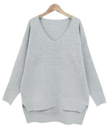 Dailyabout | シンプルアンバランスヘムVネックルーズフィットニット(P0000WOY)(ニット/セーター)