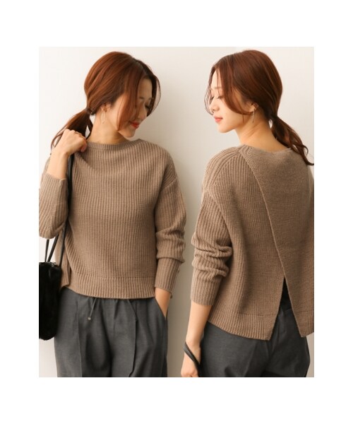 URBAN RESEARCH DOORS(アーバンリサーチドアーズ)の「バッククロス畦編みニット(その他・レディース・CAMEL/IVORY/GRAY・one)」の4枚目の写真