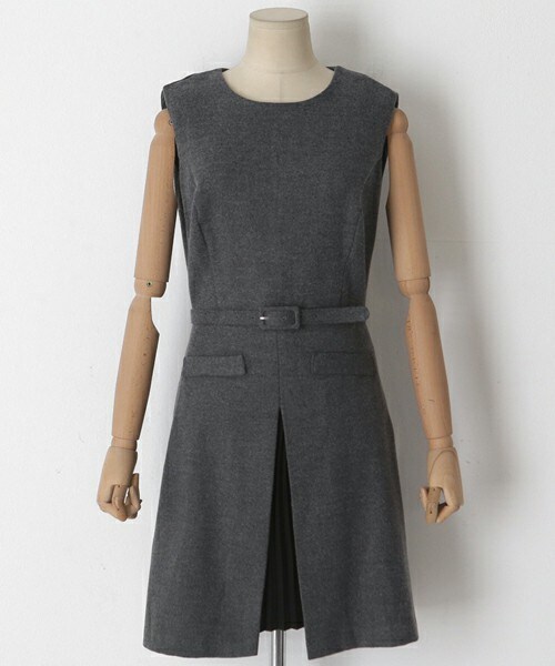 DHOLIC（ディーホリック）の「ベルトSETプリーツレイヤードスリーブレスワンピース（ワンピース・レディース・FREE）」の2枚目の写真