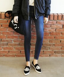 DHOLIC | 裏起毛ディープブルーデニムスキニーパンツ(デニムパンツ)