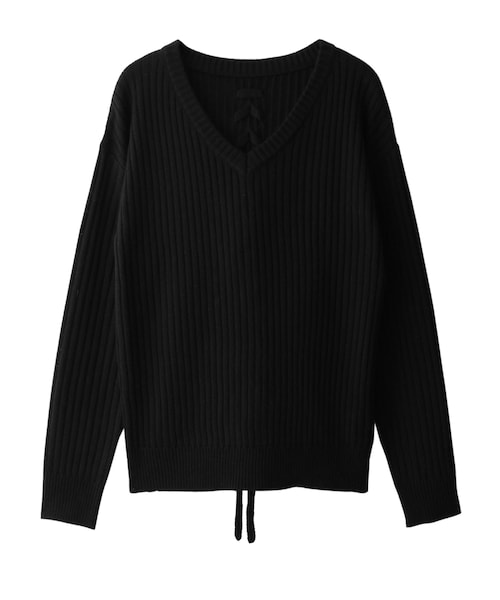 GRL（グレイル）の「バックレースアップリブニット（ニット/セーター・レディース・ピンク/ブラック/グレー/キャメル/オフホワイト・M）」の3枚目の写真