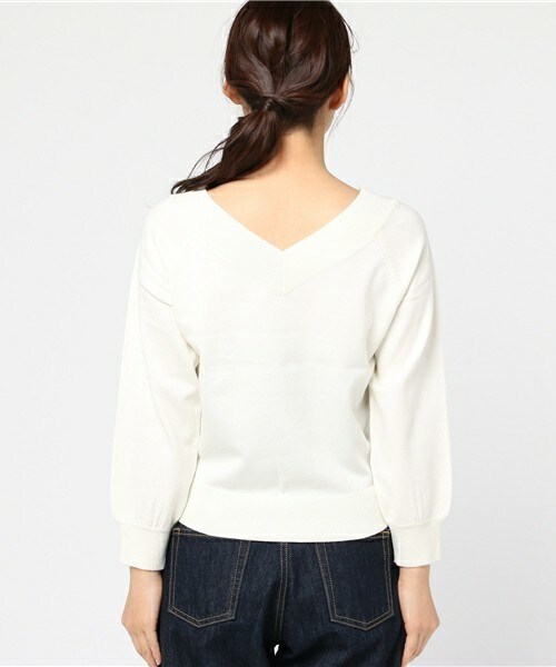 INTERPLANET（インタープラネット）の「4素材混前後2WAYニット（ニット/セーター・レディース・オフホワイト/ブラック/グレー/ピンクベージュ・FREE）」の7枚目の写真