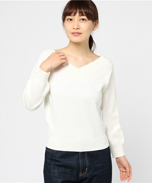 INTERPLANET（インタープラネット）の「4素材混前後2WAYニット（ニット/セーター・レディース・オフホワイト/ブラック/グレー/ピンクベージュ・FREE）」の12枚目の写真