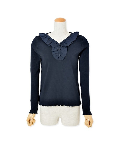 flower（フラワー）の「tiny frill inner ～タイニーフリルインナー（Tシャツ/カットソー・レディース・blue/navy/white・FREE）」の3枚目の写真