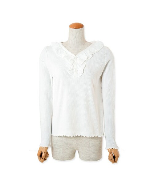 flower（フラワー）の「tiny frill inner ～タイニーフリルインナー（Tシャツ/カットソー・レディース・blue/navy/white・FREE）」の2枚目の写真