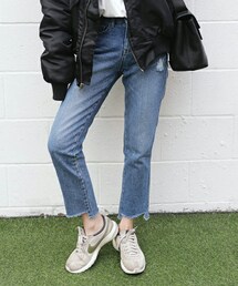 DHOLIC | アンバランスヘムブルーデニムジーンズ(デニムパンツ)