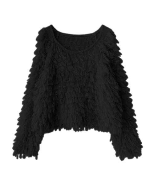 GRL（グレイル）の「ループヤーンニットトップス（ニット/セーター・レディース・ピンク/ブラック/ブラウン/アイボリー/ベージュ・F）」の3枚目の写真