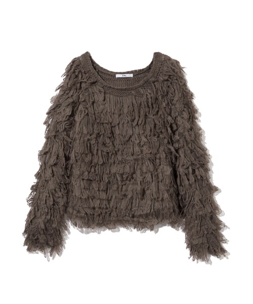 GRL（グレイル）の「ループヤーンニットトップス（ニット/セーター・レディース・ピンク/ブラック/ブラウン/アイボリー/ベージュ・F）」の4枚目の写真