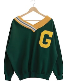 2PER | 配色Vネックアルファベットパッチルーズフィットスウェット(P0000EUN)(スウェット)