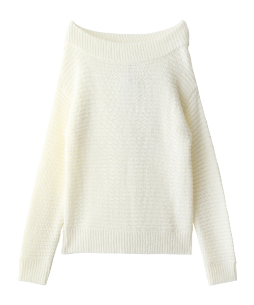 GRL（グレイル）の「オフショル2WAYニットトップス（ニット/セーター・レディース・ブルー/ネイビー/グレー/キャメル/オフホワイト・M）」の2枚目の写真