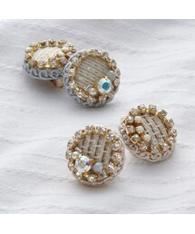 Hime. | Hime.フランス製生地くるみボタンイヤリング(イヤリング)