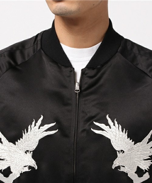 UNION STATION（ユニオンステーション）の「【2017SS商品】刺繍【ワシ】リバーシブル仕様スカジャン＆MA-1（ブルゾン・メンズ・ブラック/ブラック×ホワイト/ネイビー・S/M/L/LL）」の7枚目の写真