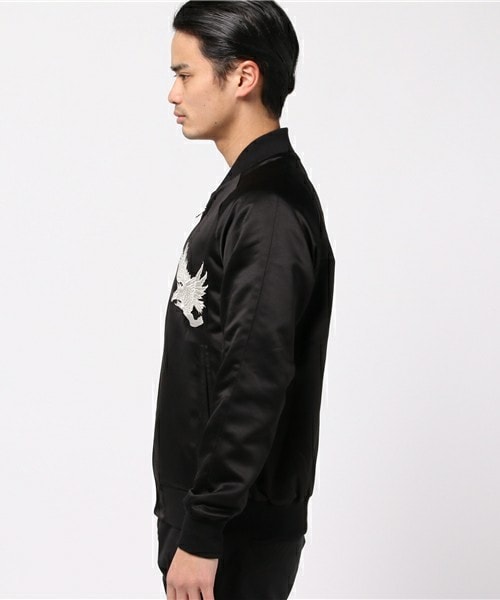 UNION STATION（ユニオンステーション）の「【2017SS商品】刺繍【ワシ】リバーシブル仕様スカジャン＆MA-1（ブルゾン・メンズ・ブラック/ブラック×ホワイト/ネイビー・S/M/L/LL）」の4枚目の写真