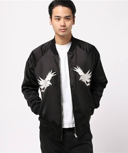 UNION STATION（ユニオンステーション）の「【2017SS商品】刺繍【ワシ】リバーシブル仕様スカジャン＆MA-1（ブルゾン・メンズ・ブラック/ブラック×ホワイト/ネイビー・S/M/L/LL）」の6枚目の写真